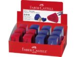 Faber Castell puntenslijper Faber-Castell "Sleeve" rood/blauw 2 gaats     display a 12 stuks