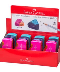 Faber Castell puntenslijper Faber-Castell "Sleeve" assorti kleuren 2-gaats display a 12 stuks