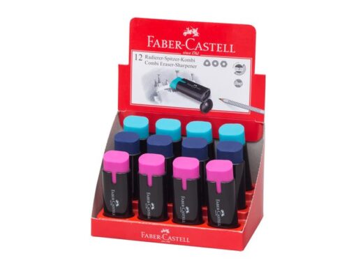Faber Castell gum Faber-Castell Trend zwart met assorti kleuren display a 12 stuks