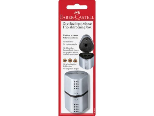 Faber Castell puntenslijper Faber-Castell GRIP Trio zilver op blister