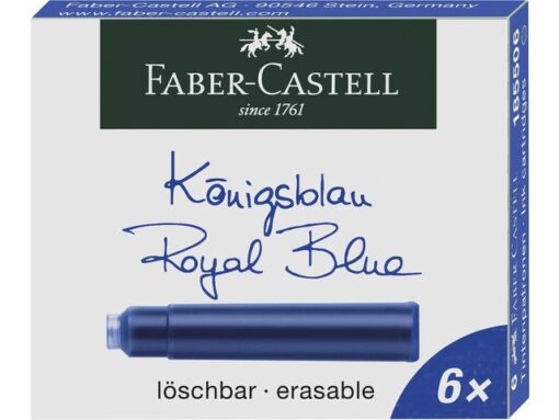 Faber Castell inktpatronen Faber-Castell blauw doosje a 6 stuks