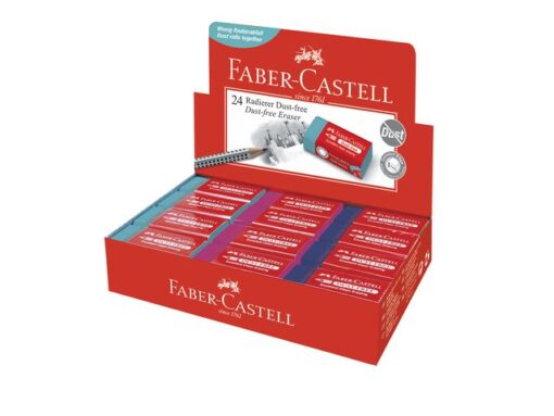 Faber Castell gum Faber-Castell stofvrij assorti kleuren display a 24     stuks