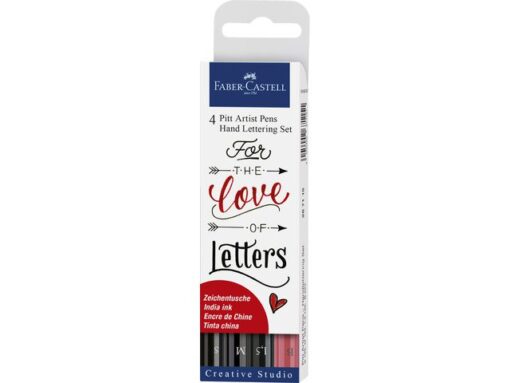 Faber Castell Tekenstift Faber-Castell Pitt Artist Pen handlettering      4-delig etui zwart