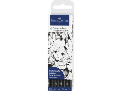 Faber Castell Tekenstift Faber-Castell Pitt Artist Pen Manga 4-delig etui zwart