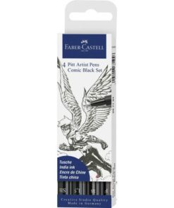Faber Castell Tekenstift Faber-Castell Pitt Artist Pen Comic 4-delige     etui zwart