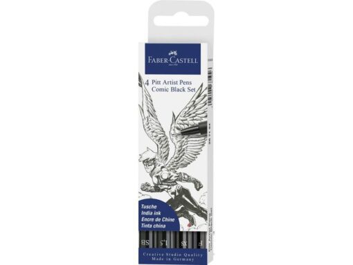 Faber Castell Tekenstift Faber-Castell Pitt Artist Pen Comic 4-delige     etui zwart
