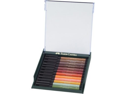 Faber Castell Tekenstift Faber-Castell Pitt Artist Pen Brush set 12 stuks Earth Tones