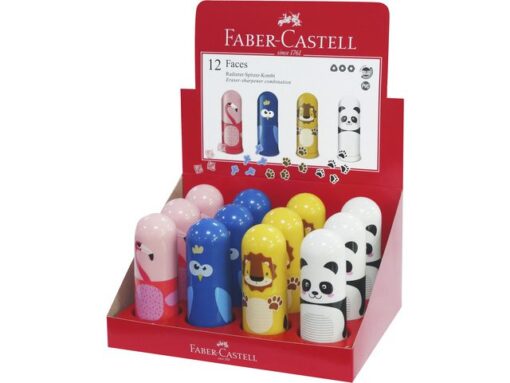 Faber Castell puntenslijper en gum Faber-Castell diermotieven display 12 stuks