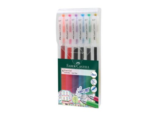 Faber Castell Gelpen Faber-Castell Fast Gel 0.7mm etui á 6 stuks