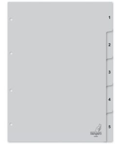 Kangaro KTC Tabblad Kangaro A4 cijfers PP 120 micron grijs 4-gaats 5-delig
