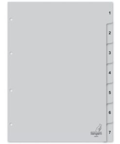 Kangaro KTC Tabblad Kangaro A4 cijfers PP 120 micron grijs 4-gaats 7-delig