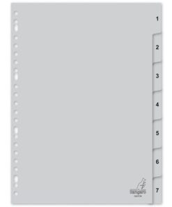 Kangaro KTC Tabblad Kangaro A4 cijfers PP 120 micron grijs 23-gaats 7-delig