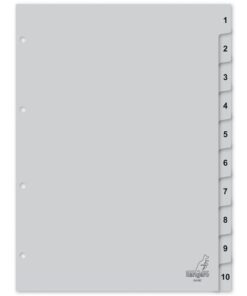 Kangaro KTC Tabblad Kangaro A4 cijfers PP 120 micron grijs 4-gaats 10-delig