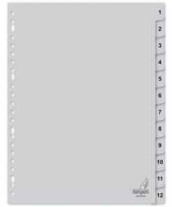 Kangaro KTC Tabblad Kangaro A4 cijfers PP 120 micron grijs 23-gaats 12-delig EB