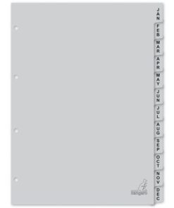 Kangaro KTC Tabblad Kangaro A4 letters PP 120 micron grijs 4-gaats      12-delig maand