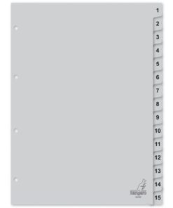 Kangaro KTC Tabblad Kangaro A4 cijfers PP 120 micron grijs 4-gaats 15-delig