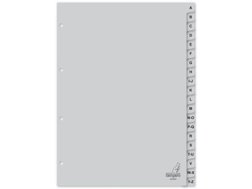 Kangaro KTC Tabblad Kangaro A4 letters PP 120 micron grijs 4-gaats 20-delig A-Z