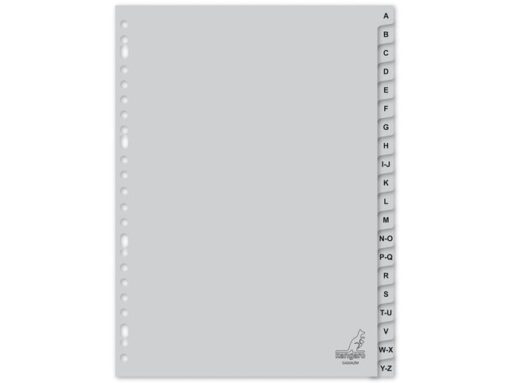 Kangaro KTC Tabblad Kangaro A4 letters PP 120 micron grijs 23-gaats 20-delig A-Z