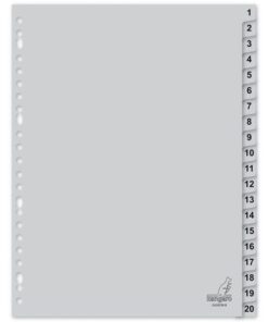 Kangaro KTC Tabblad Kangaro A4 cijfers PP 120 micron grijs 23-gaats     20-delig EB