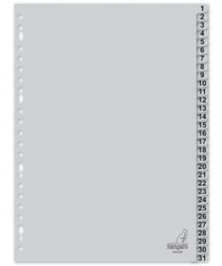 Kangaro KTC Tabblad Kangaro A4 cijfers PP 120 micron grijs 23-gaats     31-delig