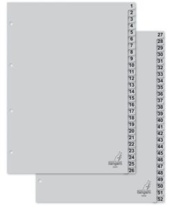 Kangaro KTC Tabblad Kangaro A4 cijfers PP 120 micron grijs 4-gaats 52-delig