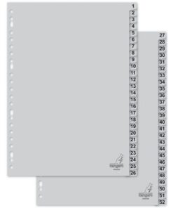 Kangaro KTC Tabblad Kangaro A4 cijfers PP 120 micron grijs 23-gaats 52-delig