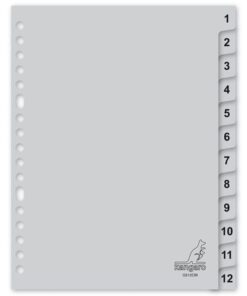 Kangaro KTC Tabblad Kangaro A5 cijfers PP 120 micron grijs 17-gaats     12-delig
