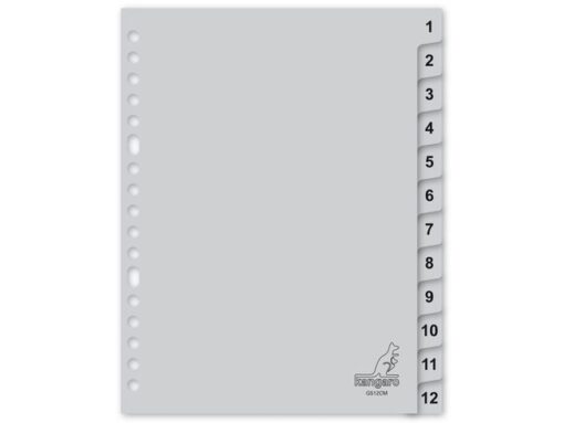 Kangaro KTC Tabblad Kangaro A5 cijfers PP 120 micron grijs 17-gaats     12-delig
