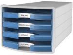 Ladekast HAN Impuls met 4 open laden blauw transparant