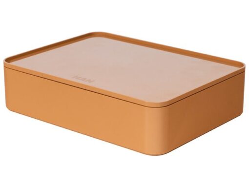 Smart-organiser Han Allison box met binnenschaal en deksel  caramel bruin, stapelbaar