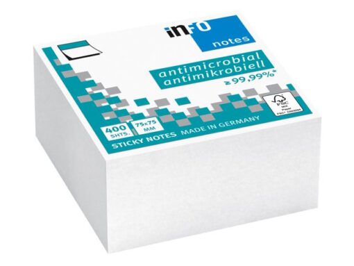 Info Notes 75x75mm hygienic - antimicrobieel 400vel wit FSC
