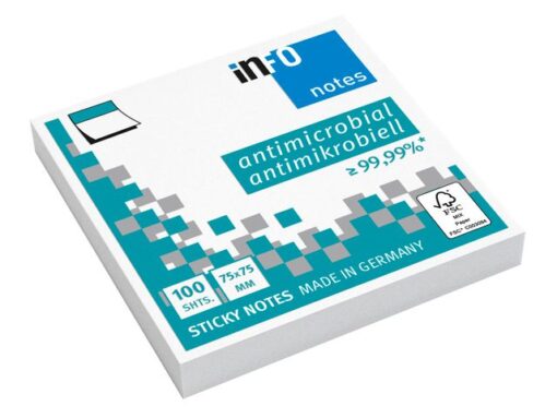 Info Notes 75x75mm hygiënisch antimicrobieel 100 vel wit FSC