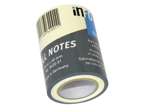 Navulling Info Notes 60mmx10m geel, op rol