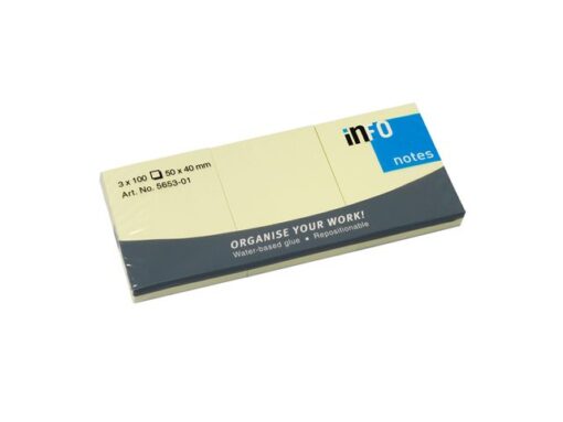 Info Notes 3 x 50x40mm geel 3 blokjes a 100 vel