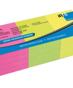 Powernotes info notes 50x40mm ass. felle kleuren pak 12 blok.