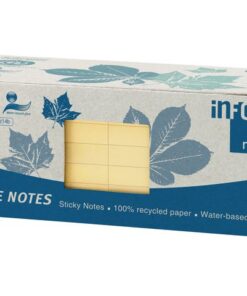 Info Notes 75x75mm geel recycled doos a 12 blok