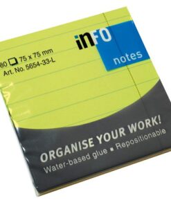 Info Notes 75x75mm fel groen blok a 80 vel gelinieerd