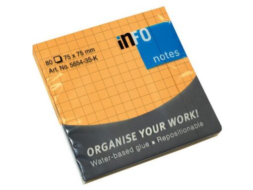 Info Notes 75x75mm fel geel blok a 80 vel ruit