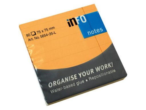 Info Notes 75x75mm fel geel blok a 80 vel gelinieerd