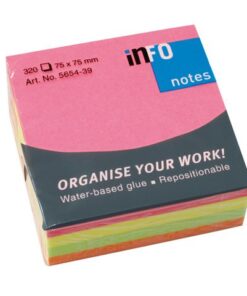 Info Notes 75x75mm assorti felle kleuren blok a 320 vel