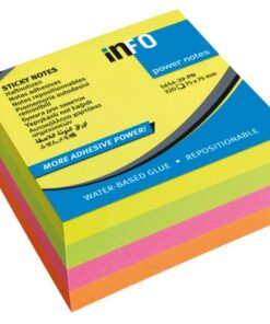 Powernotes info notes 75x75mm ass. felle kleuren blok a 320 vel.