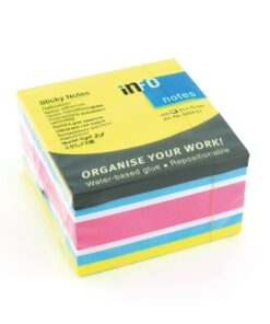Info Notes 75x75mm assorti felle kleuren blok a 450 vel