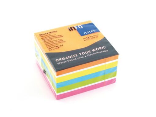 Info Notes 75x75mm assorti felle kleuren blok a 450 vel