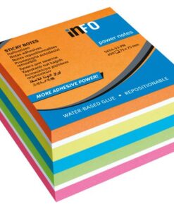 Powernotes info notes 75x75mm ass. felle kleuren blok a 450 vel.