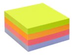 Info notes 75x75mm, 2 x 400 blaadjes, 4 kleuren, blauwe engel.