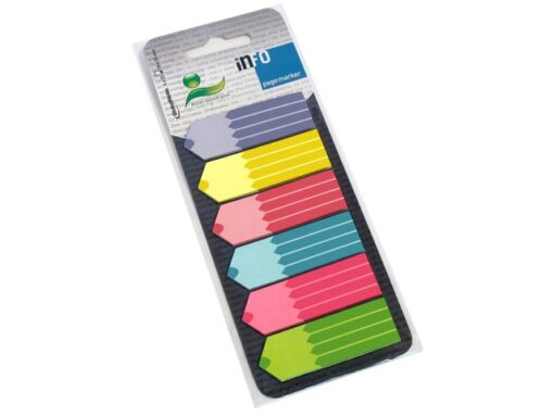 Info Notes Info page marker 18x55mm, 6 x 25 stuks, 6 kleuren, op kaart.
