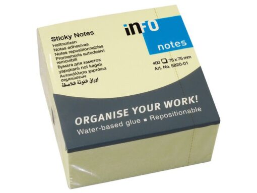 Info Notes 75x75mm geel blok a 400 vel
