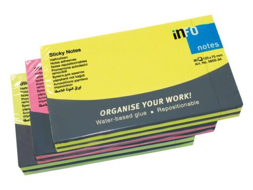 Info Notes 125x75mm assorti felle kleuren pak a 6 blok