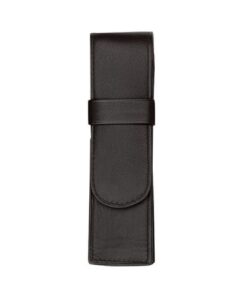 Alassio Pennenetui voor 2 stuks zwart leer 14 x 4,5 x 2,5 cm