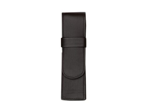 Alassio Pennenetui voor 2 stuks zwart leer 14 x 4,5 x 2,5 cm